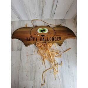 Happy Halloween wooden bat hanging vintage crazy funny home decor unique